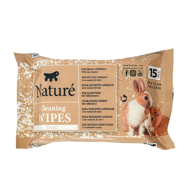 TOALHETES DE TALCO PARA PEQUENOS ANIMAIS NATURÉ (X15)