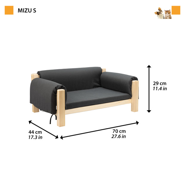 MIZU Cama de madera para perros y gatos