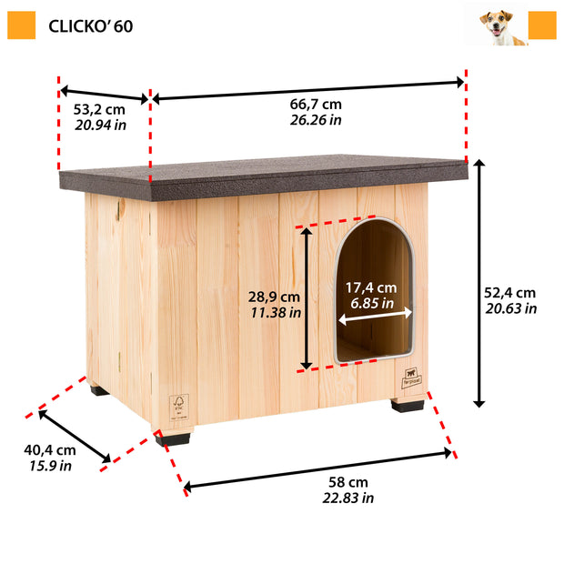 CLICKO Casinha de madeira para cães