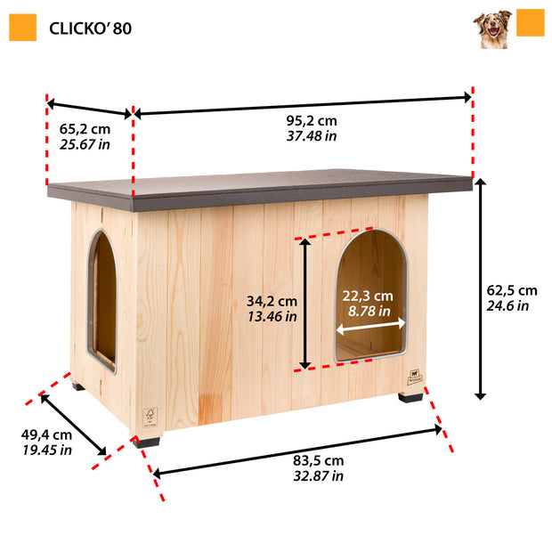CLICKO Casinha de madeira para cães
