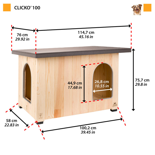 CLICKO Casinha de madeira para cães
