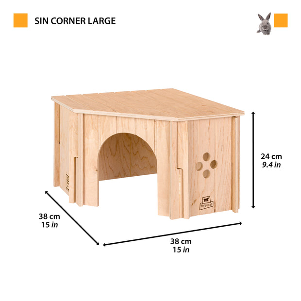 SIN CORNER Casinha de canto em madeira para pequenos animais