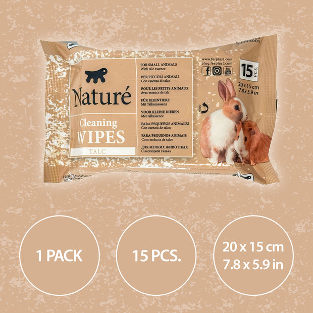 TOALHETES DE TALCO PARA PEQUENOS ANIMAIS NATURÉ (X15)