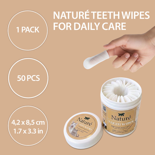 TOALHETES DENTÁRIAS DESCARTÁVEIS NATURÉ - PARA CÃES E GATOS (x50)