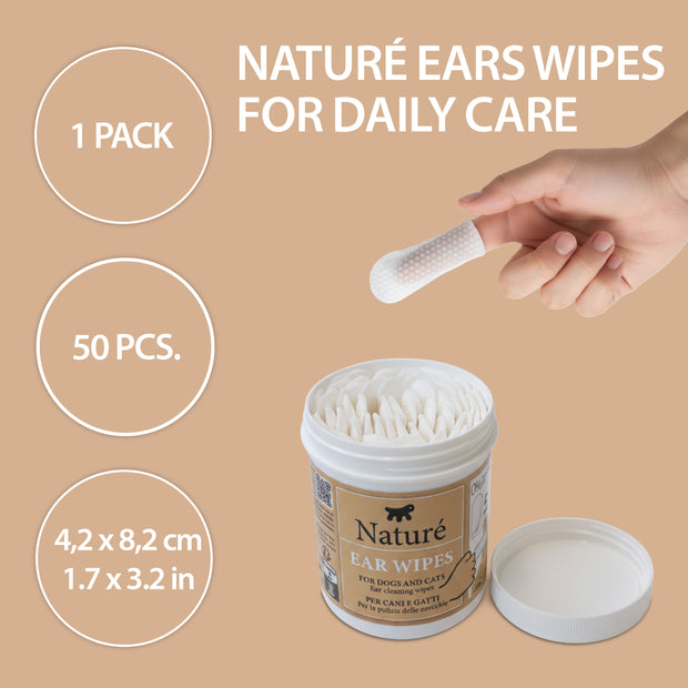 DEDALOS DESCARTÁVEIS PARA LIMPEZA DAS ORELHAS DE CÃES E GATOS (X50) – NATURÉ