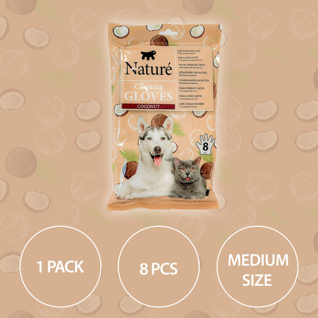 COCONUT CLEANSING DOG AND CAT GLOVES NATURÉ (X8)