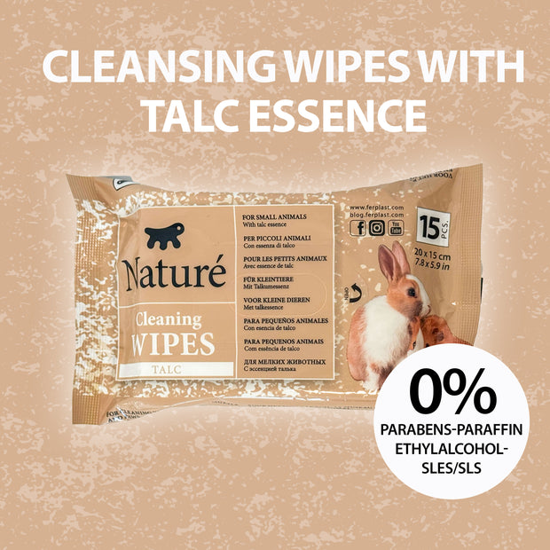 TOALHETES DE TALCO PARA PEQUENOS ANIMAIS NATURÉ (X15)