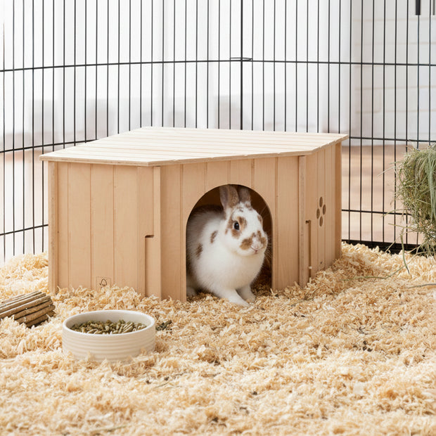 SIN CORNER Casinha de canto em madeira para pequenos animais