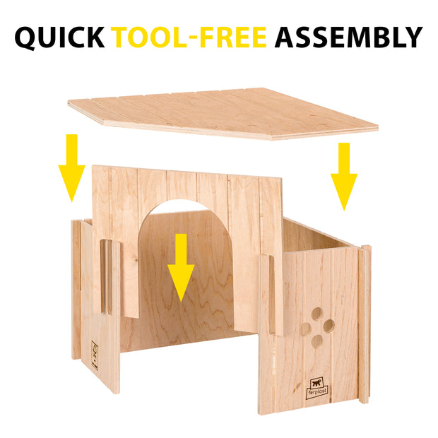 SIN CORNER Casinha de canto em madeira para pequenos animais